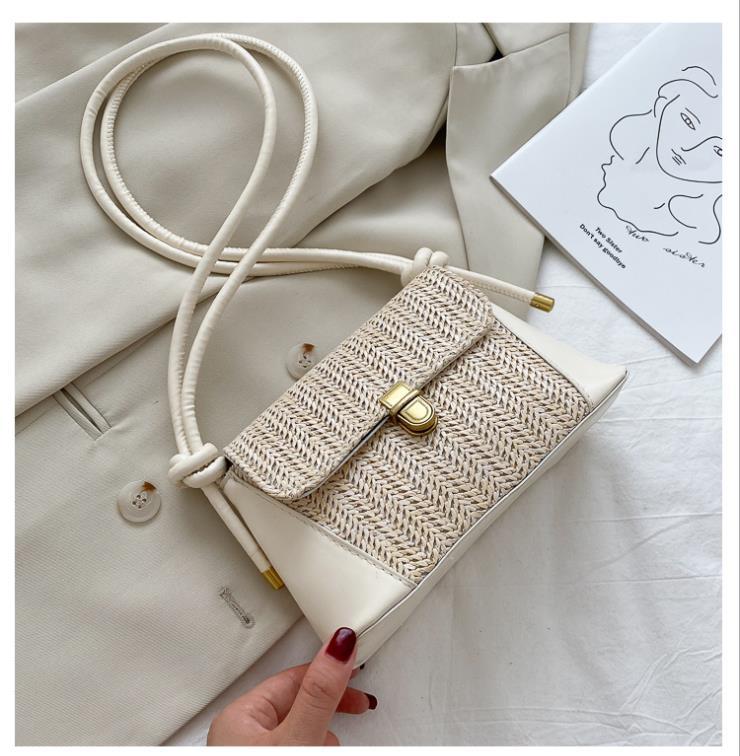 

Women Woven Crossbody Bag Lightweight Women's Bag Shoulder Brand Women's Handbag Travel, Ivory
