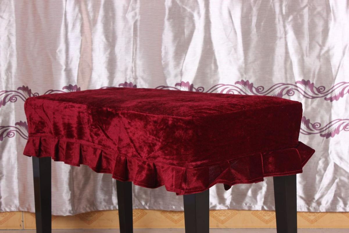 

Velvet Piano Anti Dust Stool Cover Solid Color Soft Comfortable Bench Protector Slipcover Instruments Accessory Pleated Decor