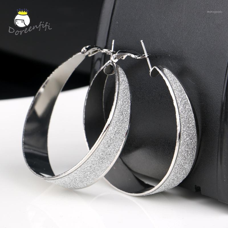 

New Arrival Fashion Hot Sale Big Silver Plated Frosted Hoop Earrings for Womens Wedding Bridal Party Jewelry A22281