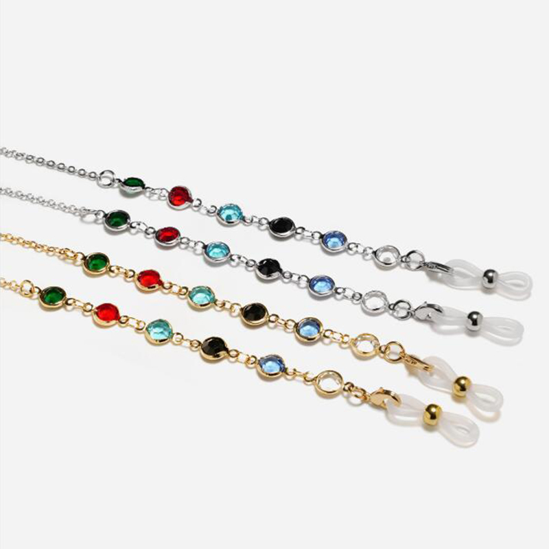 

New Colorful 1PC Chic Clear Sunglasses Chain Women Zircon Rose Gold Color Anti-slip Eyeglass Cord Rope Strap Lanyard for Glasses 2021