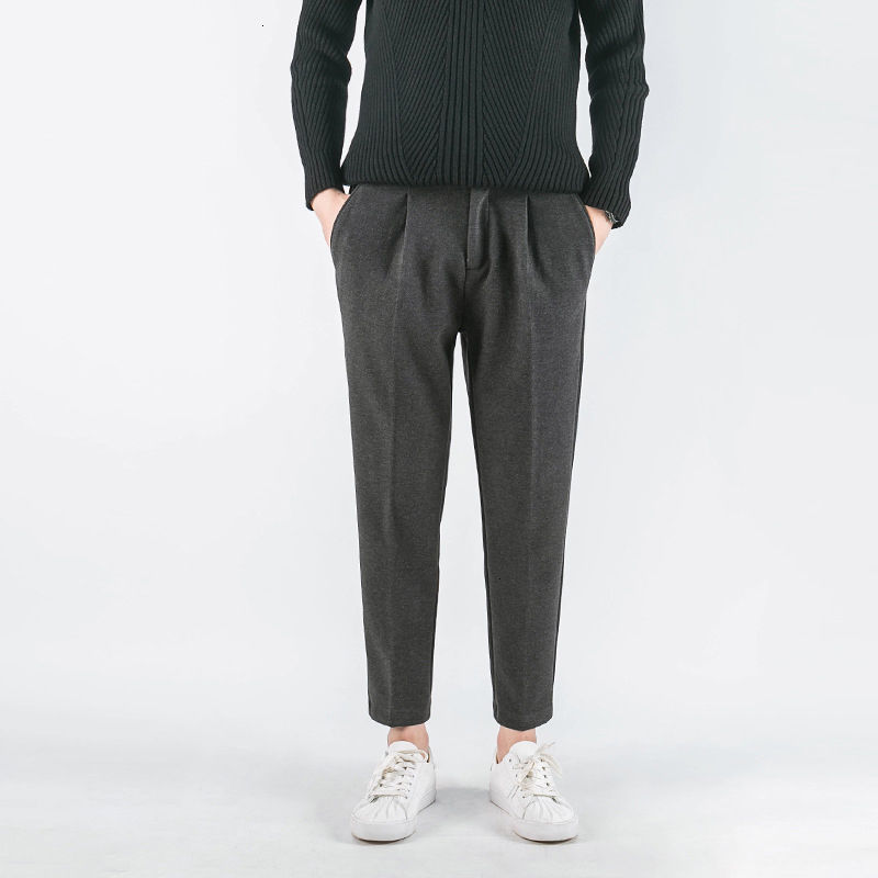 

Trousers 2021 Men's Autumn Thin New Winter Cumbersome Nine Minutes Long Pants Fashion Male Youth Wear 3UGI, Black