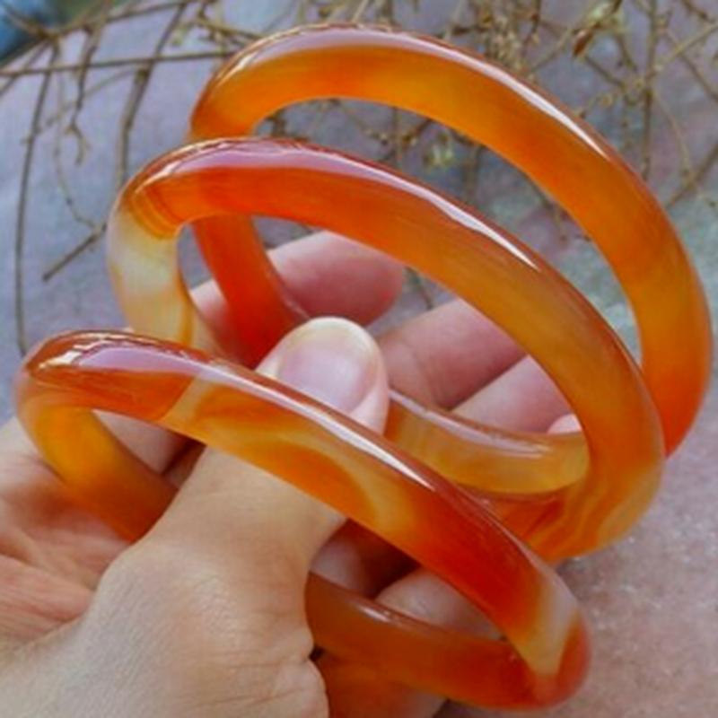 

Bangle 1pcs Natural 53-64mm Chinese Red Agate Jade Jadeite Round Bracelet
