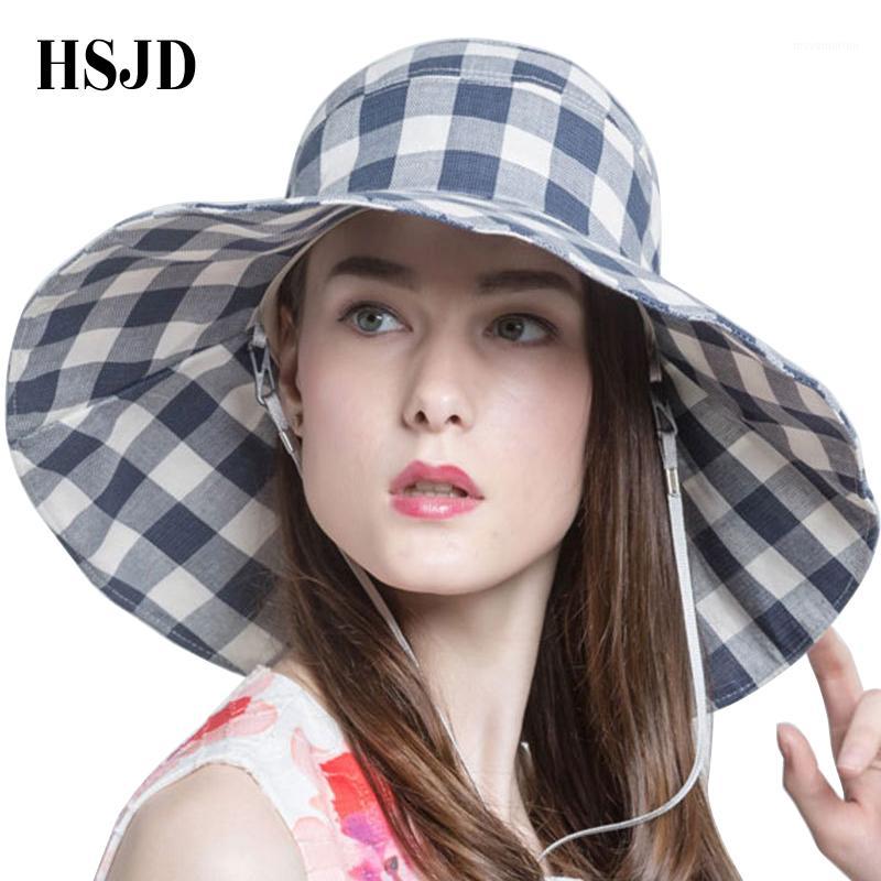 

2020 Brand Sun Hat For Women Lady's Large Wide Brim Cotton Sun Foldable Beach Hats Anti-UV Floppy Bucket Caps Casual Basin Cap1, Green