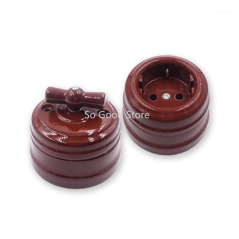 

Set Home Improvement European Ceramic Knob Switch Socket Wall Lamp Switch Outlet1