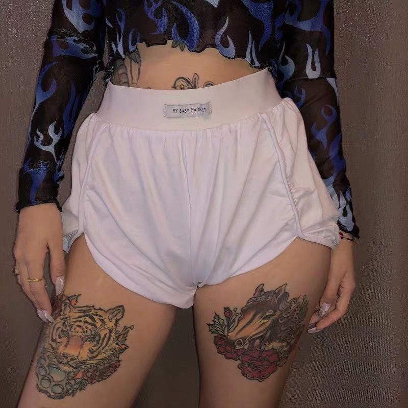 

Sports Casual Shorts Black White Solid Elastic Waist Short Shorts Summer Sexy Womens Wide Belts Vestitido Short De Verano