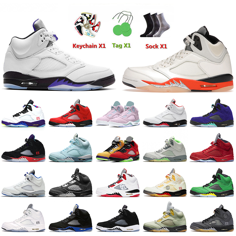 

JUMPMAN 5 Men Basketball Shoes Concord 5s Shattered Backboard Easter Raging Bull Bluebird Sail Racer Blue With Socks Mens Trainers Oreo UNC What The Grape Sneakers, D23 white cement 36-47
