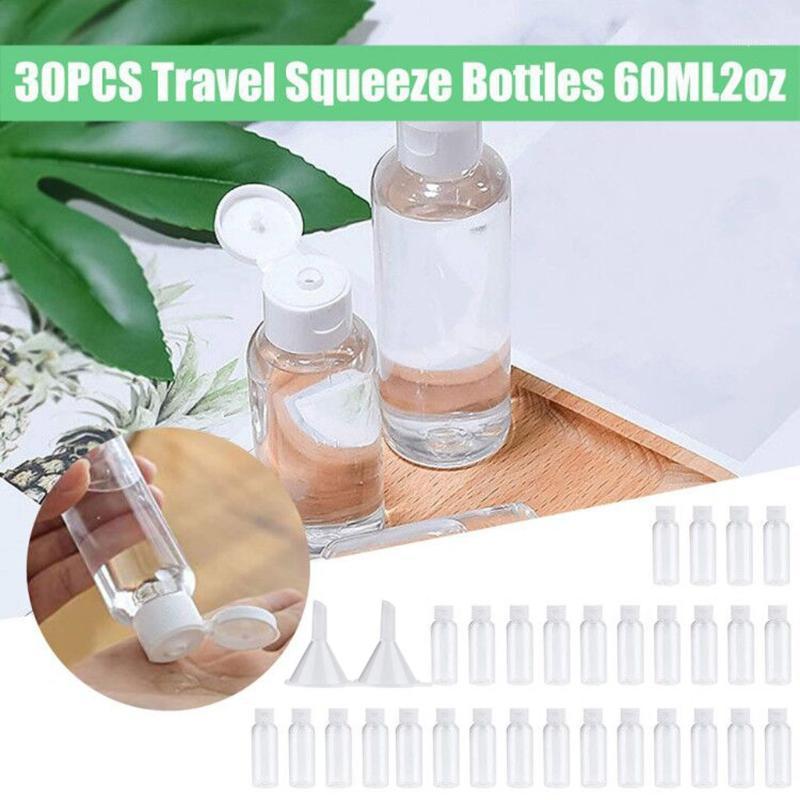 

30PCS Portable Travel Bottle Plastic Squeezed Bottles 60ML for Travel Sub Bottle Shampoo Cosmetic Lotion Container With Funnels1