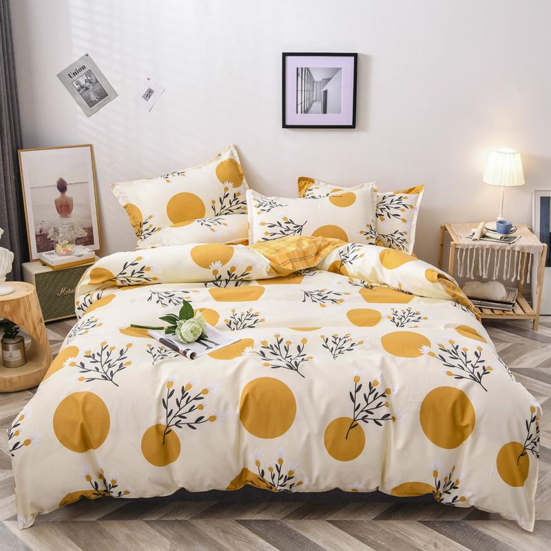 

Flower Print Yellow Grid Bed Cover Set Kid Girl Duvet Cover Adult Child Bed Sheets And Pillowcases Comforter Bedding Set 61062, 2tj-61055-006