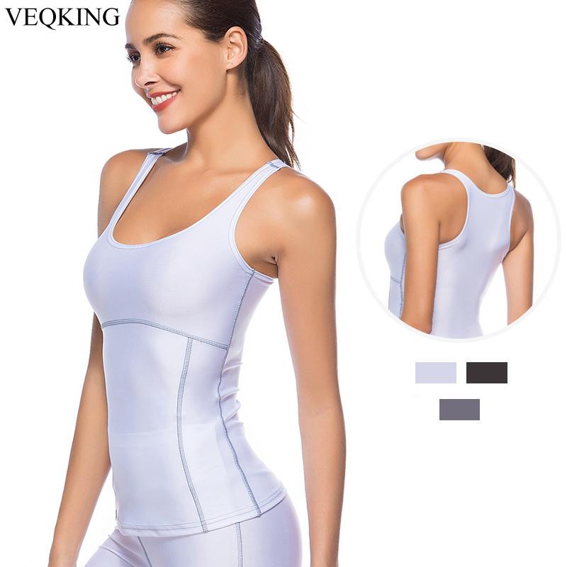 

VEQKING -2XL Slim Tight Sleeveless Yoga Shirt,Breathable Fitness Running Vest,Sports Tank Top Athletic Workout Shirts for Women, Random color