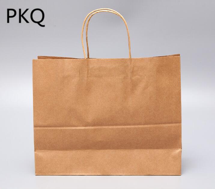 

10PCS/lot kraft paper storage bag with handle wedding party gift bags Multifunctional cloth shoes gift paper bags packaging