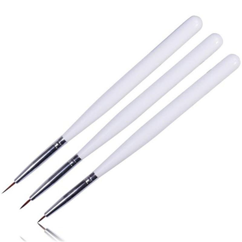 

3pcs/Lot hot Sale White Nailbrush For Gel UV Polish Soft Brushes For Manicure Painting Tiny Nail Pattern Nail Art Pen