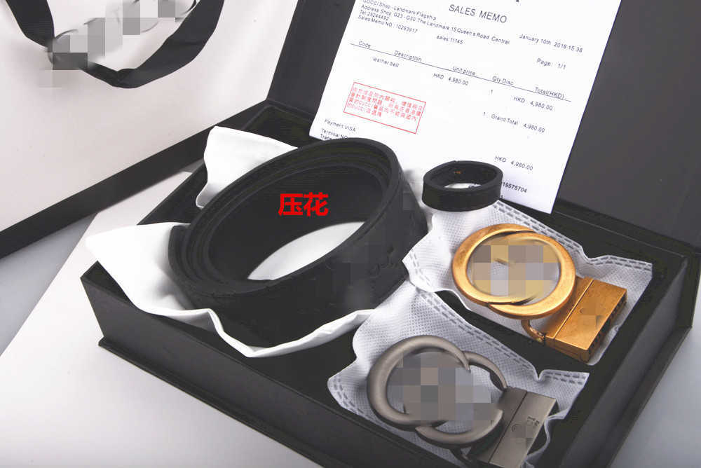 

High quality belt women genuine leather golden silver black buckle designer cowhide belts men luxury Including box