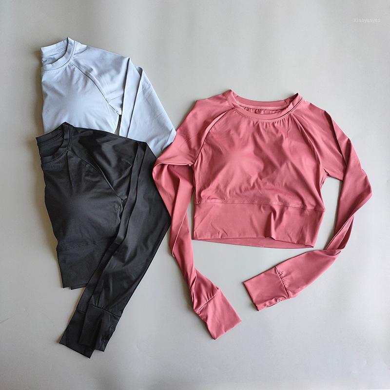 

New Crop Top Seamless Long Sleeve Yoga Top Sport Fitness Women Gym Sport Shirt Women Workout Tops For Yoga Shirt1, Black