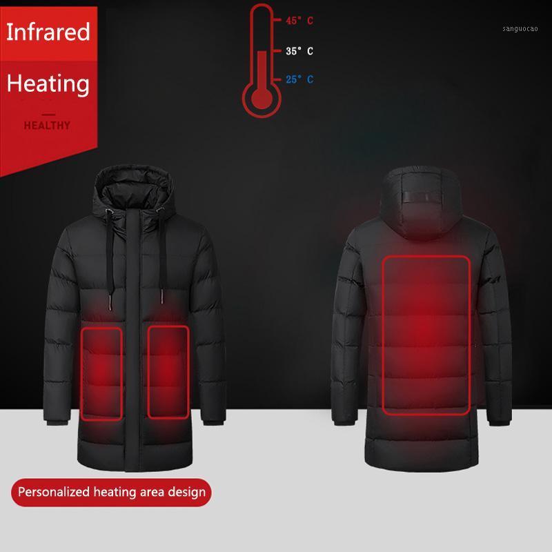 

NEW Clothing Long Windproof Winter Jackets Men Women USB Heated Keep Warm Sports Outdoor Down Cotton Hiking Jackets Unisex1, Black