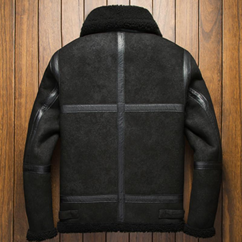 

Real Fur Men Plus Size Wool Jacket Short Motorcycle Sheep Shearing Winter Coat for Mens Clothing Veste Homme 5262 YY747, Black
