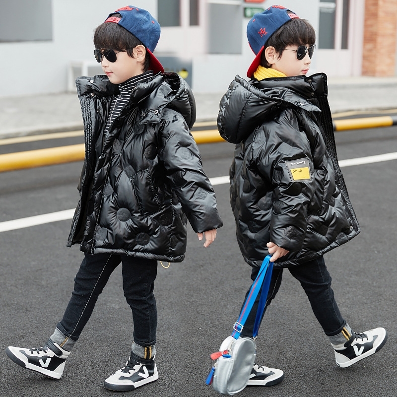 

UMJ3 Fashion Winter Parkas Cotton-padded Bubble Coat Kids Zipper Waterproof Leather Red Puffer Jacket D30-bb85 Patent Kids Y190828, Black