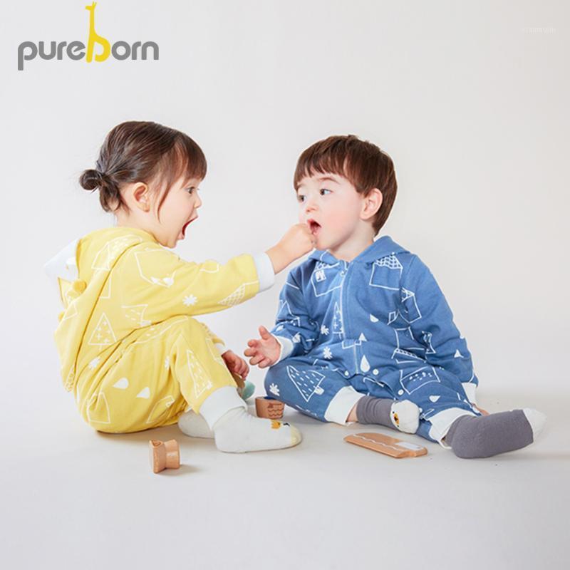 

Pureborn Newborn Baby Boy Girl Jumpsuit Long Sleeve Hooded Baby Romper Zip-Up Cotton Clothing Spring Autumn Outfit Costumes1, Gray