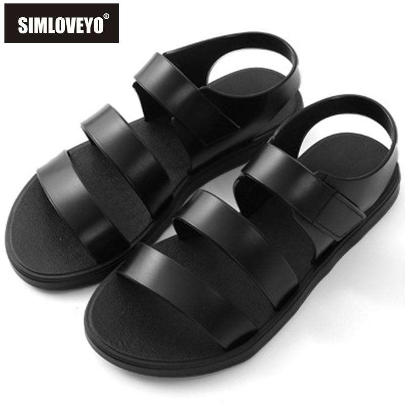 

SIMLOVEYO New 2021 Women Sandals Open Toe Breathable Flats Jelly Hook&Loop Non-Slip Colorful Size 40 Beach Casual Black B2232
