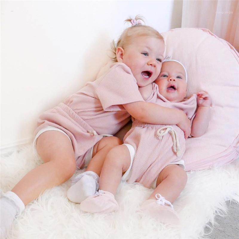 

2020 Baby Summer Clothing Infant Baby Girl Boy Clothes Short Sleeve Tops T-shirt+Shorts Pants Ribbed Solid Outfits 0-3T1, Coffee