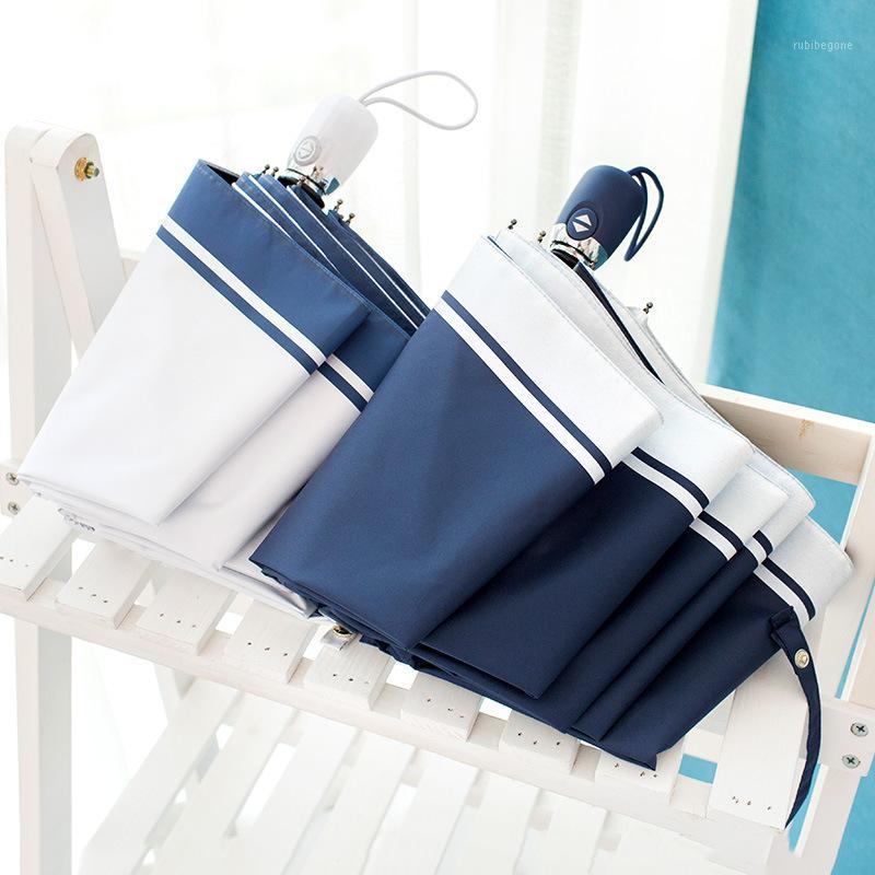 

Fully Automatic Umbrella Female Folding Rain Umbrella Dual-use Sun Protection Students Umbrellas1, Blue