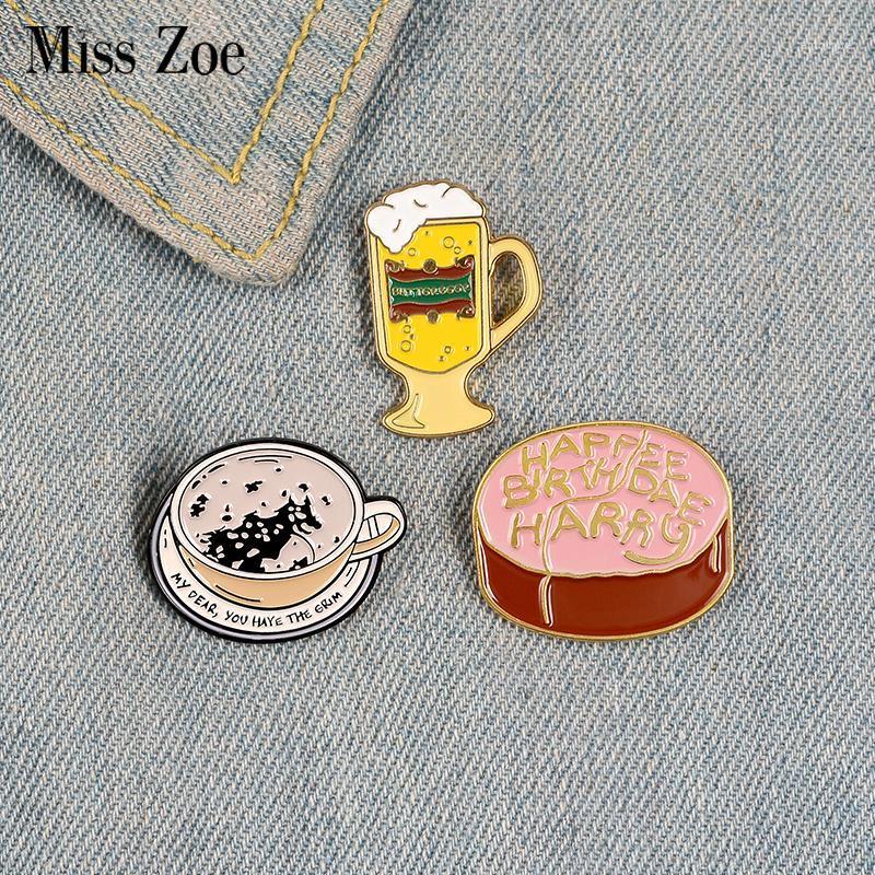 

Butterbeer Enamel Pin Custom Birthday Cake Coffee Brooches Shirt Lapel Bag Magic World Badge Book Movie Jewelry Gift for Fans1