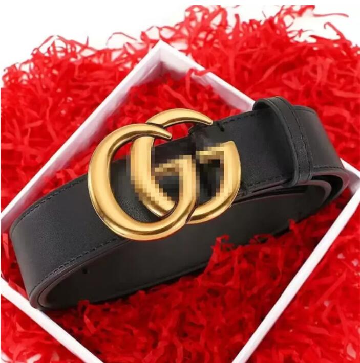 

Luxury designer Belt G Buckle Fashion Genuine Leather Women Belts For men Letter Double Big gold classical 586, No box