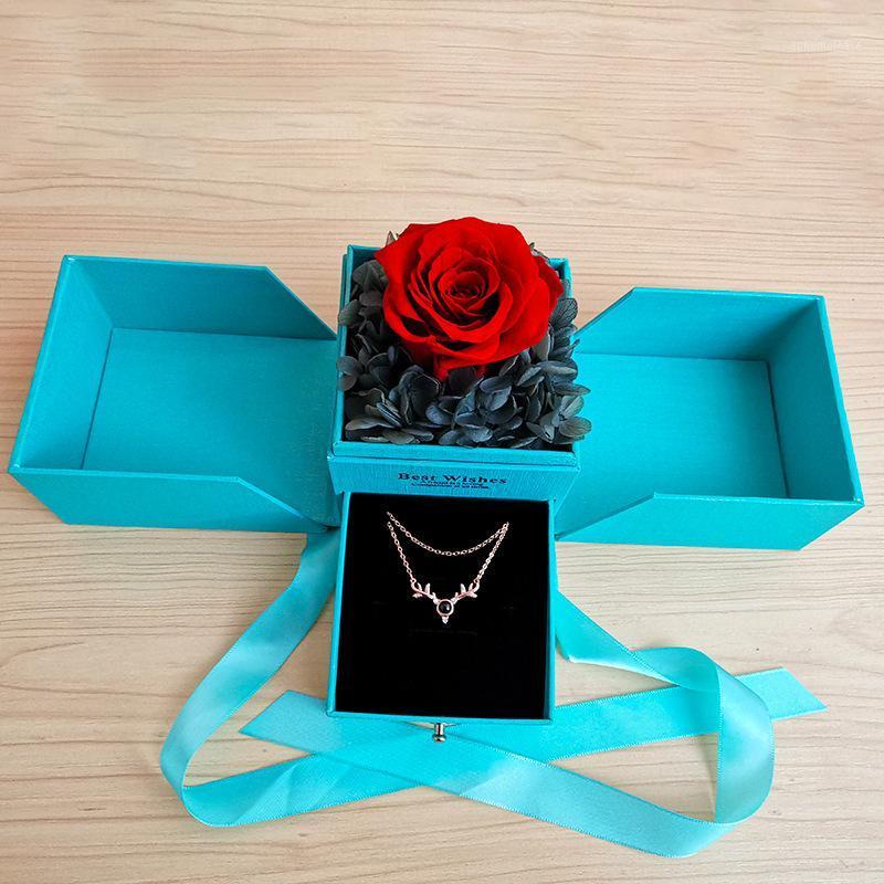

Christmas Gift Dried Flower Valentine's Day Jewelry Gift Box Mother's Day Mom Confession Girlfriend Wedding Birthday1, Pink 2 no jewelry