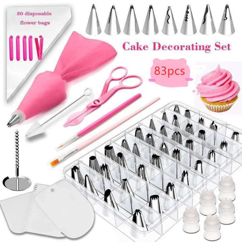 

83Pcs/Set Cake Decorating Tools Kit Turntable Pastry Nozzles Cream Confectionery Bags DIY Nozzles Tips Baking Cake Accessories1