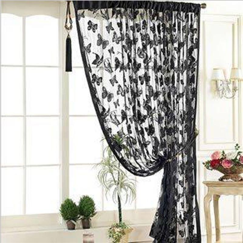

Hot Fashion 195cm*100cm Multi Function Living Room Door Curtain Butterfly Pattern Tassel String Room Curtains 5 Colors IC877366, Rose red