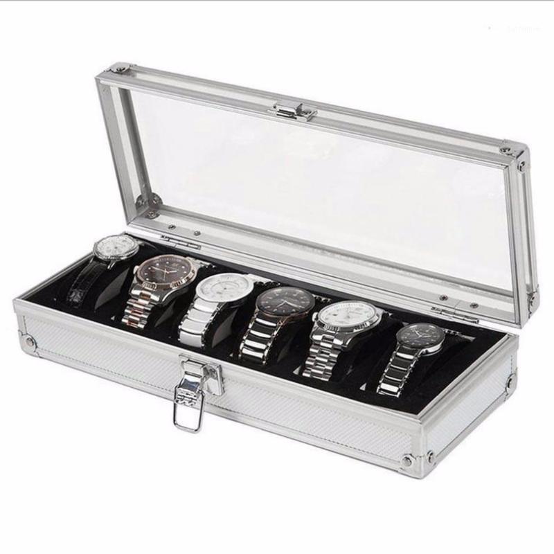 

2/3/6 Grid Watch Boxes Wood Aluminum Leather Watch Box Handmade Acrylic Top Suede Pillow Jewelry Collection Display Case1