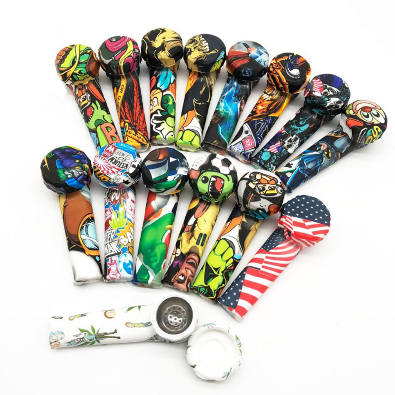 

Fashional 4 Inch Silicone Smoking Handpipe BPA Free Shisha Mouthpiece ECO Friendly Metal Cigarette Holder Pipe Rubber Tabacco Accesories