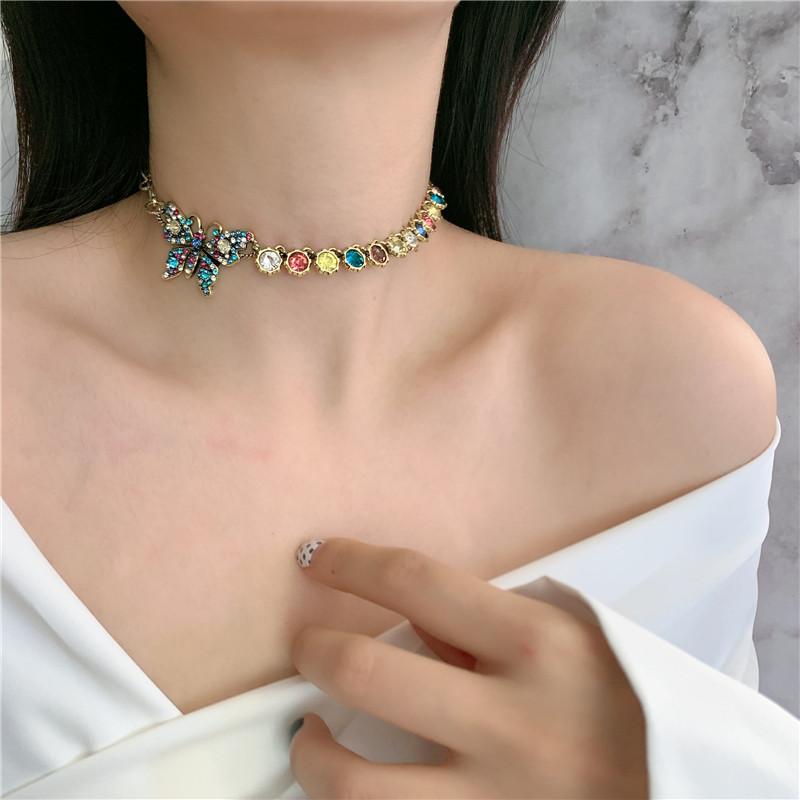 

2020 Baroque Brand Colliers Multi Color Crystal Butterfly Chokers Necklaces for Women Vintage Jewelry Femme Collar Bijoux