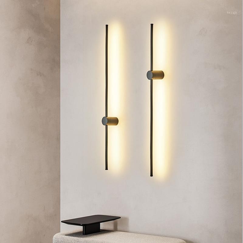 

Modern LED minimalist wall light Living room TV background long arm wall lamp Creative atmosphere black sconce1