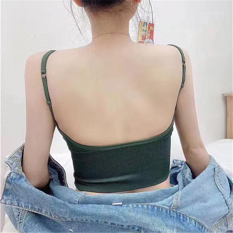

Best Selling Fashion Casual Bra No Rims Cotton Seamless Bottoming Strap Bra Big U Backless Girl's Underwear Summer1, Beige