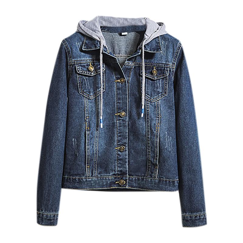 

Women Jacket Womens Jacket Fashion Women Denim Long Sleeves Chaqueta Short Cardigan Detachable Hooded Coat #40%, Blue