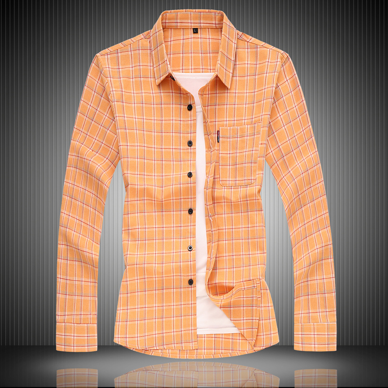 

2020 Autumn Spring Clothes SLIM FIT Chinese Plaid Shirt Men Long Sleeves Blouse Big Size 6XL 7XL Casual For Man, 416 1