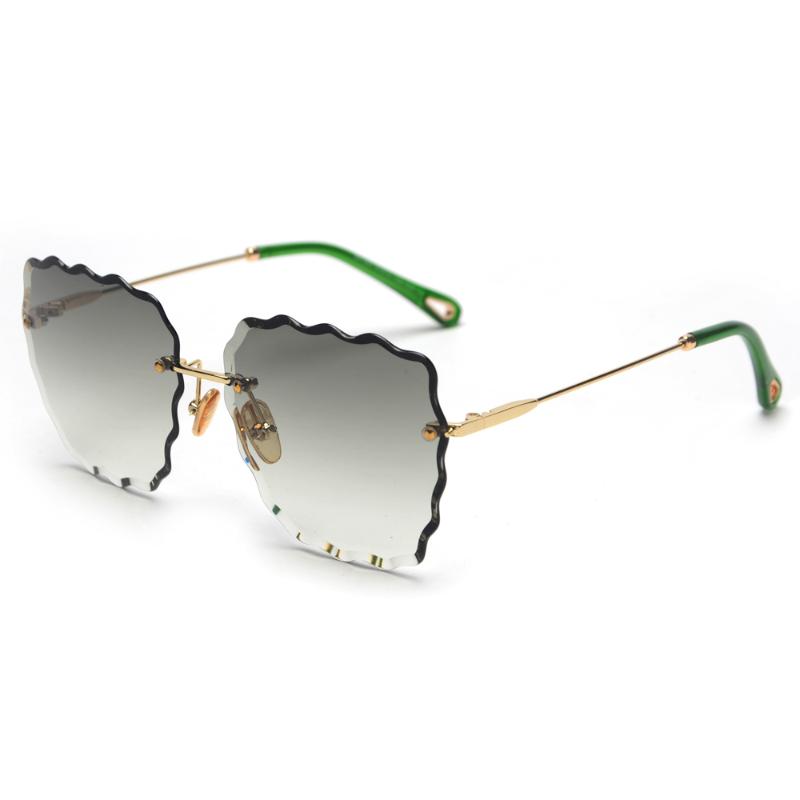 

Sunglasses Veshion Women Rimless Female 2021 Fashion Style Brown Green Big Square Sun Glasses For Ladies Accessories Uv400