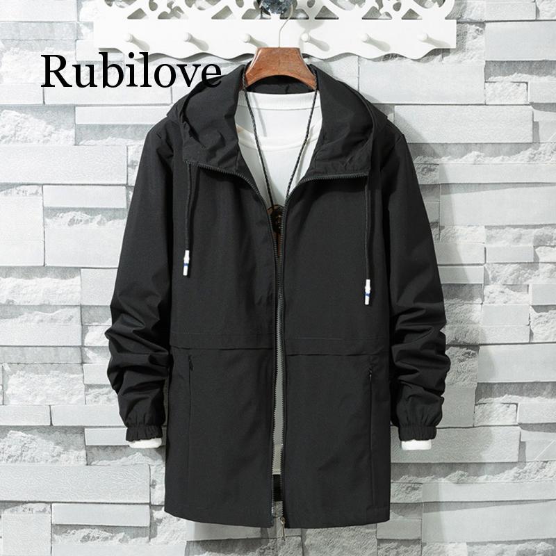 

Rubilove Windbreaker Men's Jacket New Style Fashion Casual Cap Jackets And Coats 2020 Fashion Large Comfortable, Black