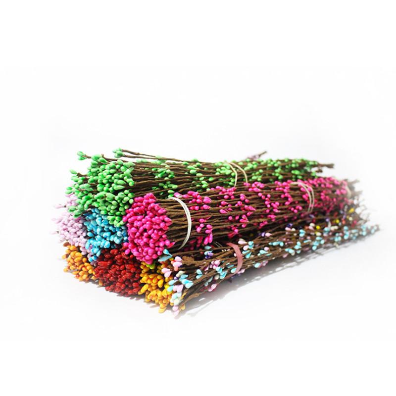 

10PC 40cm Bud Artificial Branches Flower Iron Wire For Wedding Decoration DIY Scrapbooking Decorative Wreath Fake Flowers, Blue