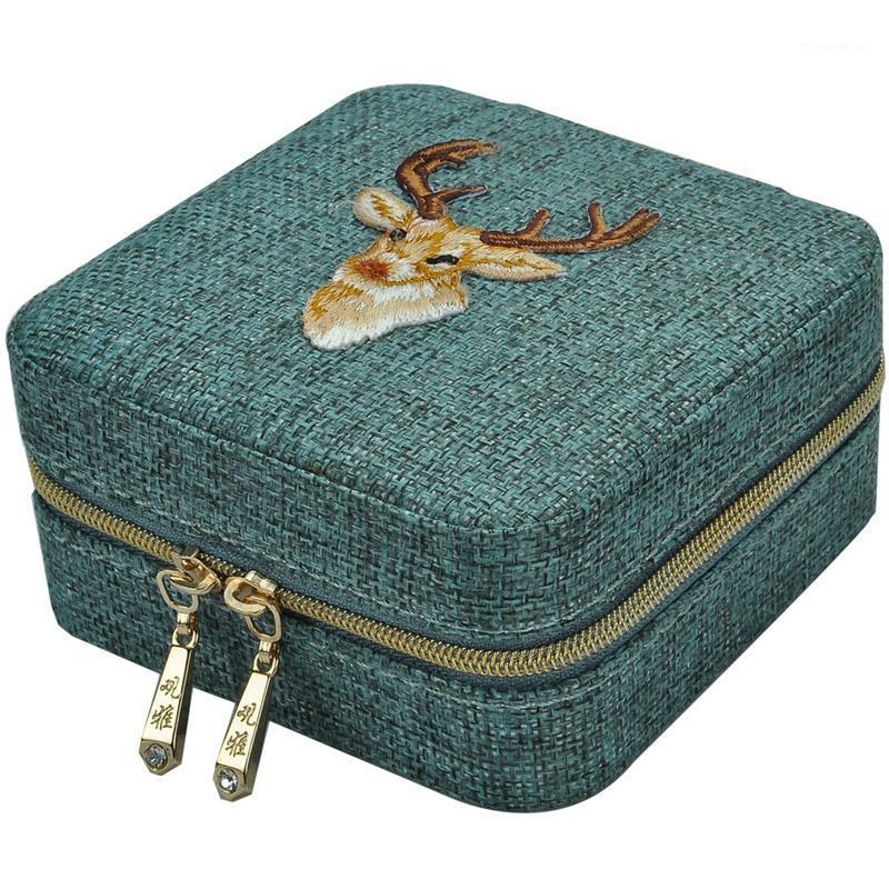 

New Linen Box Multifunction Necklace Ring Earings Bracelet Storage Box Organizer Girl Gift1