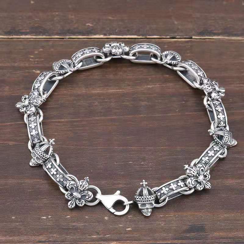 

Men's personality exaggerated handmade skull anchor bracelet domineering bold skull anchor bracelet jewelry women free shipping