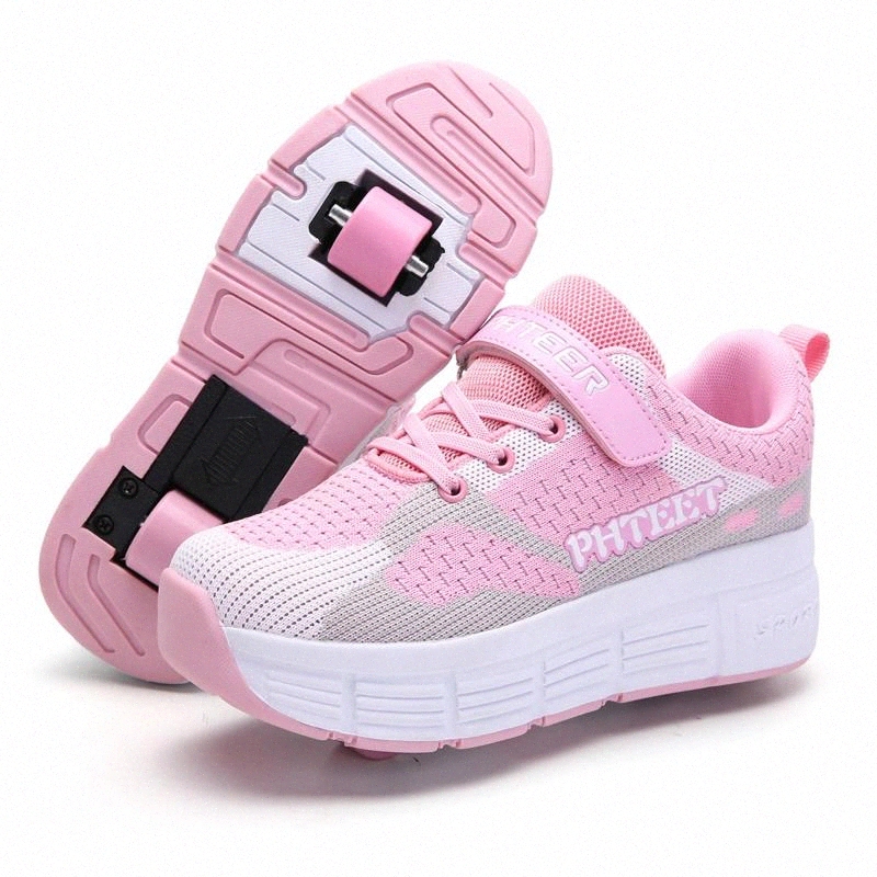 

Kids Tennis Roller Skates Shoes for boy girl Children Autumn Rollers Skate Casual Sneakers with Double Two Wheels for Boys Girls #eQ8P