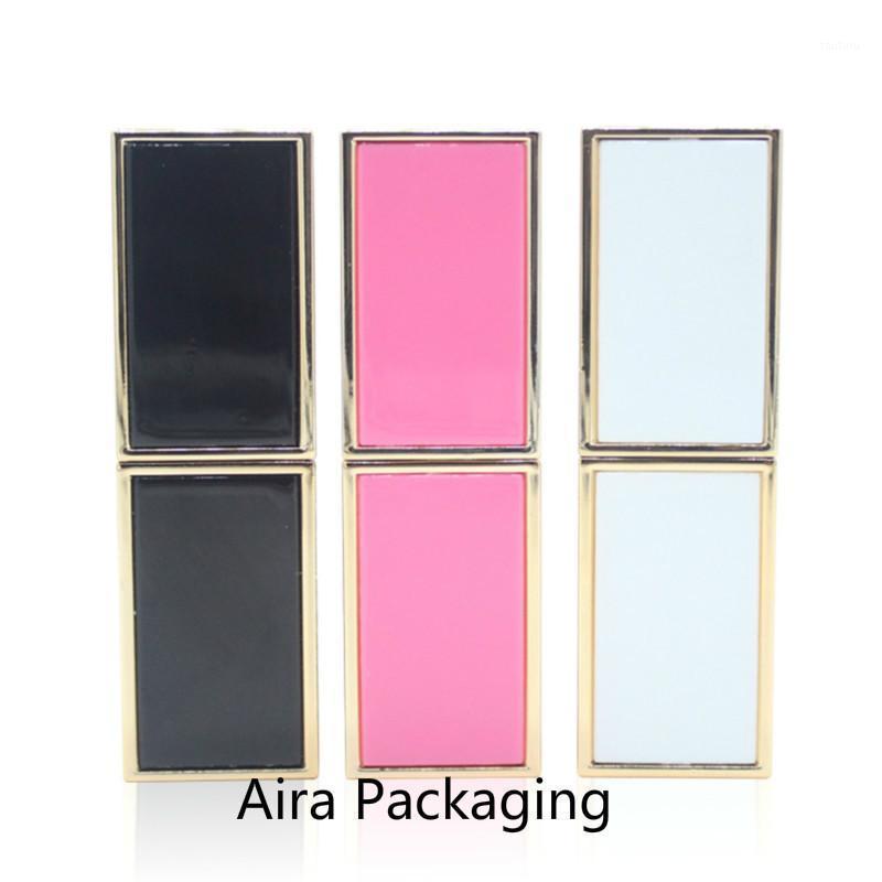 

White High Grade Lip Bottle Empty Elegant Pink Lipstick Tubes Plastic 12.1mm Black Square Lip Rouge Container 30pcs/lot1