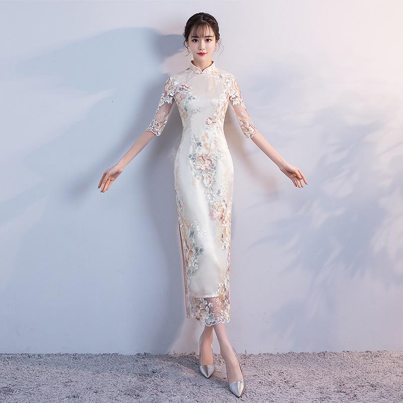 

Wedding Party Cheongsam Oriental Evening Dress Chinese Traditional Women Elegant Qipao Sexy Long Robe Retro Vestido S M L XL XXL