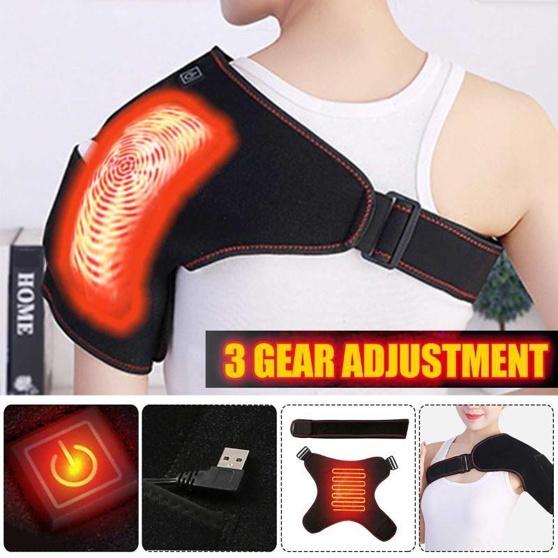 

USB Electric Heated Shoulder Support Wrap Adjustable Heating Pad Pain Relief Infrared Heat Back Tendinitis Therapy Guard1, As pic
