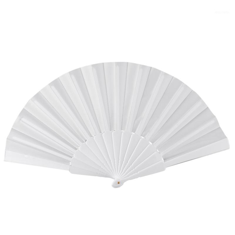 

Plastic Fabric Hand Foldable Fan for Ladies Men White1