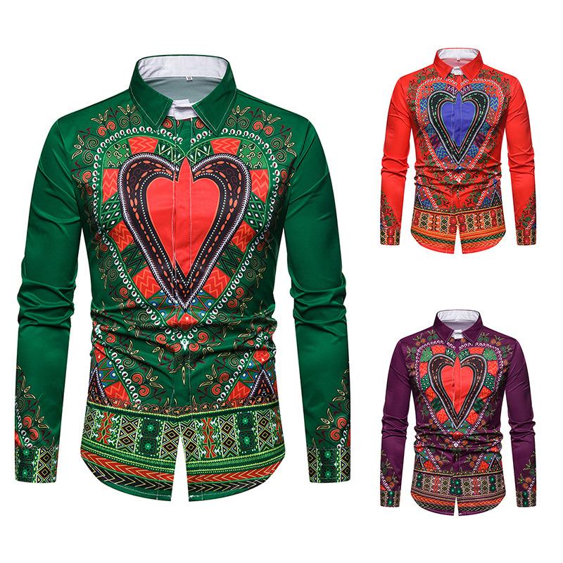 

Shirt Men Casual Slim Fit Long Sleeve Men Paisley Print Shirt Luxury Royal Camisa Social Masculina Manga Longa Prom Party, Red