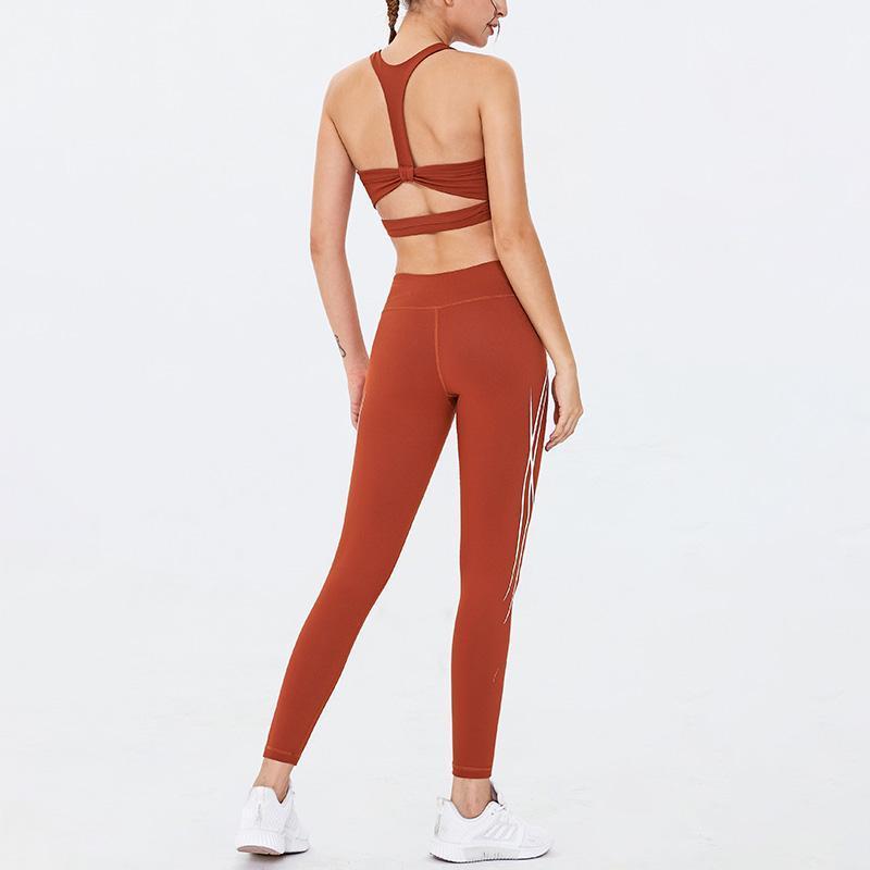 

Women Yoga Set Printed High Impact Tummy Control Yoga Padded Sport Bra Stretchy Seamless Tights Scrunch BuLeggings Sport Wear1, Red
