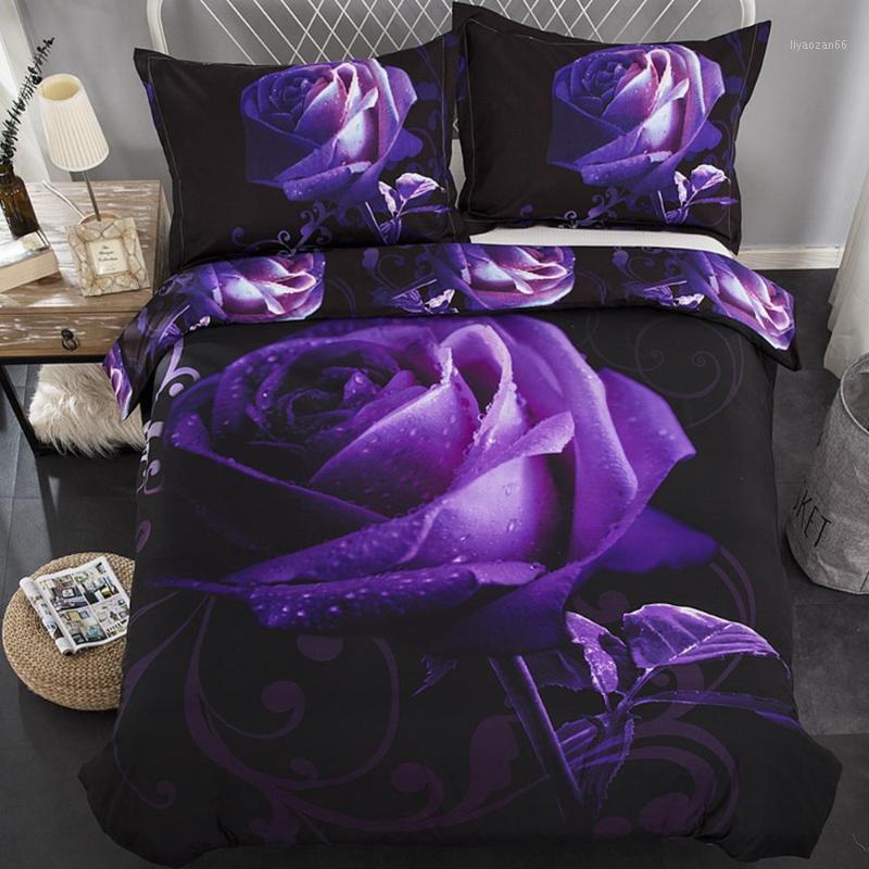 

Home Textiles Dreamy rose comforter bedding set bed cover set Queen King Size duvet cover Bedclothes Quilt Pillow case1, Purple