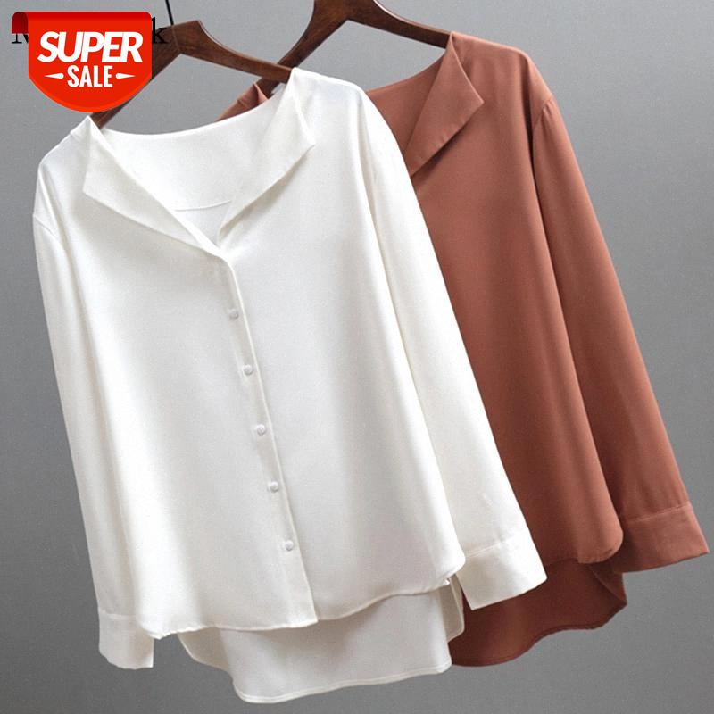 

Autumn Casual Solid Ladies Tops And Blouses Long Sleeve Chiffon Women Blouse V-neck Loose Cardigan White Button Up Shirt 5104 50 #0V2i